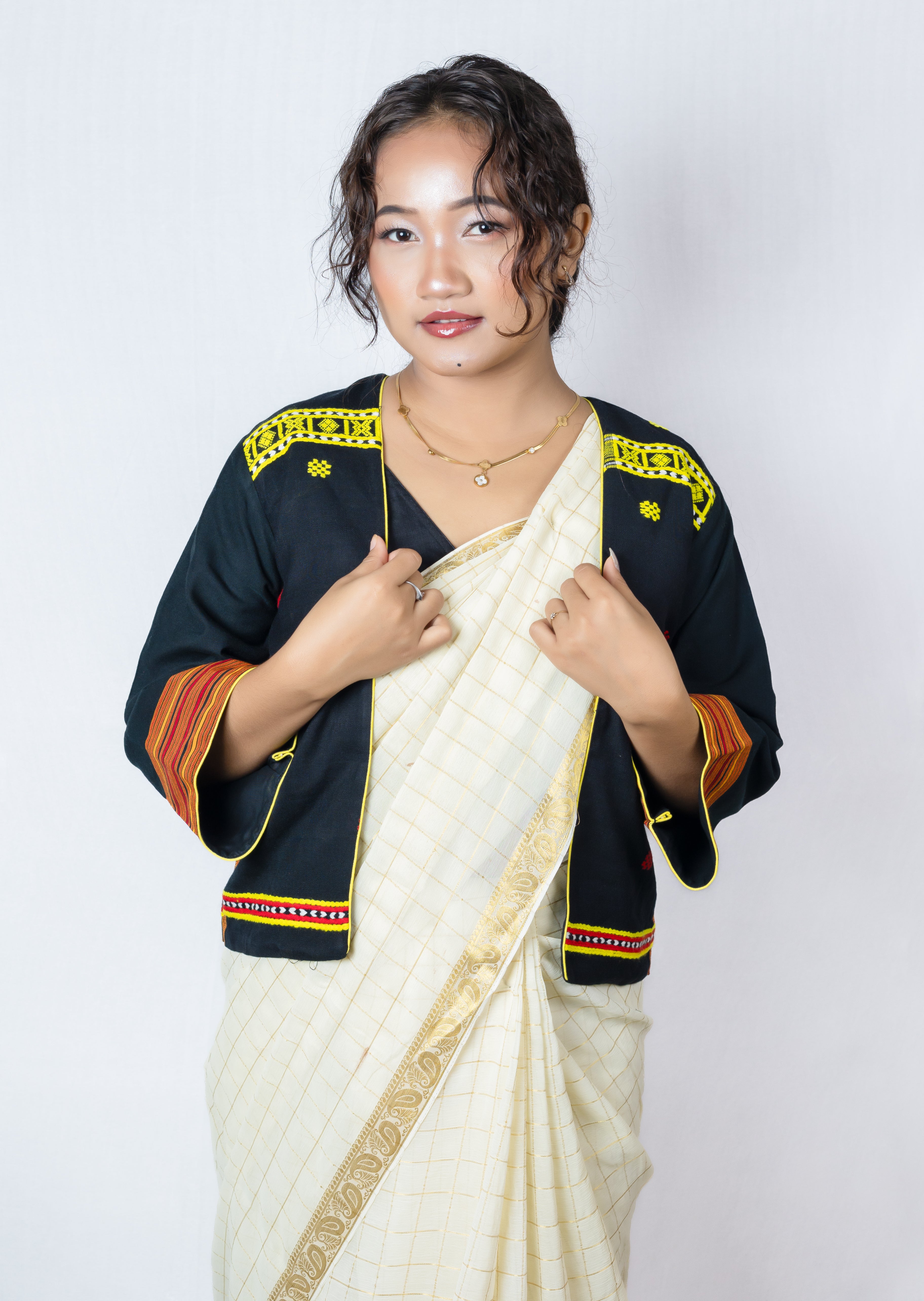 JACKET STYLE BLOUSE WITH TRADITIONAL TIWA MOTIF